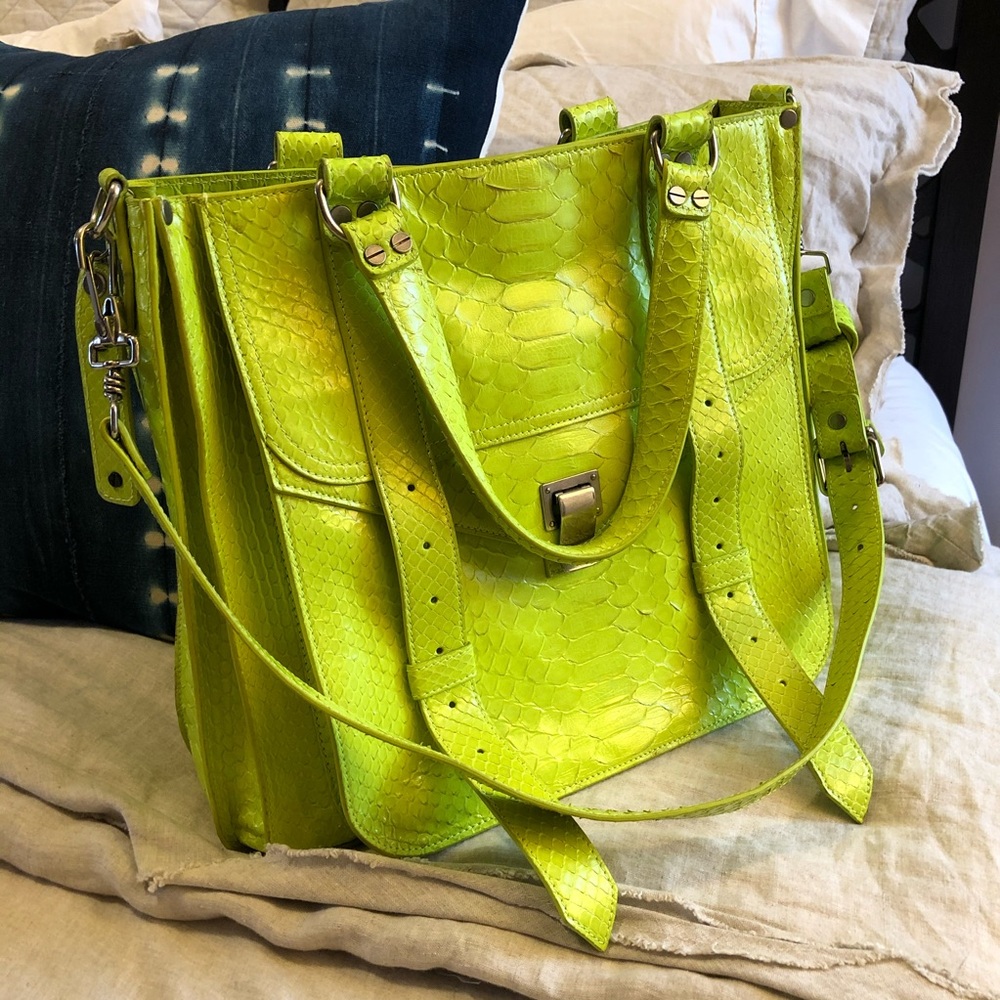 Proenza Schouler PS1 Tote Neon Yellow Python